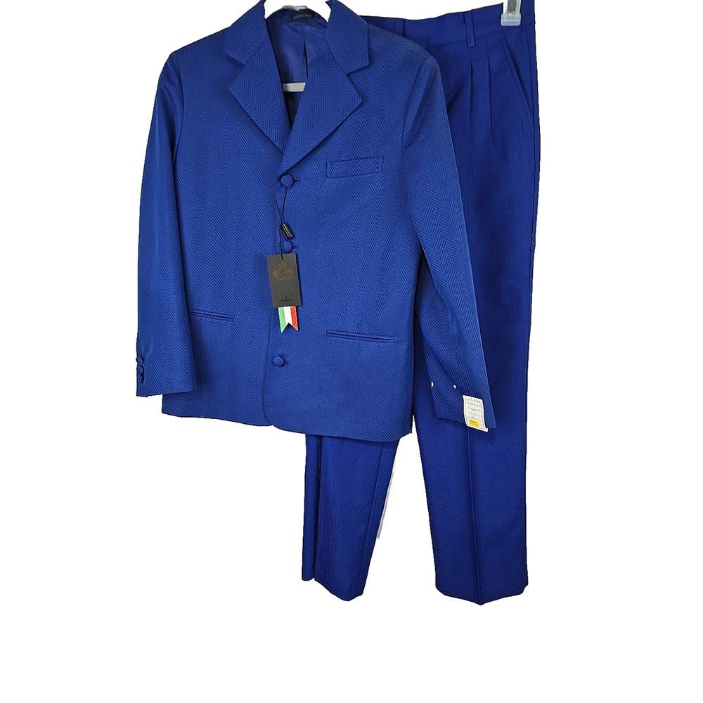 J. Vital Boys 2 PC Formal Dress Suit Royal Blue 16R x W28 - NWT